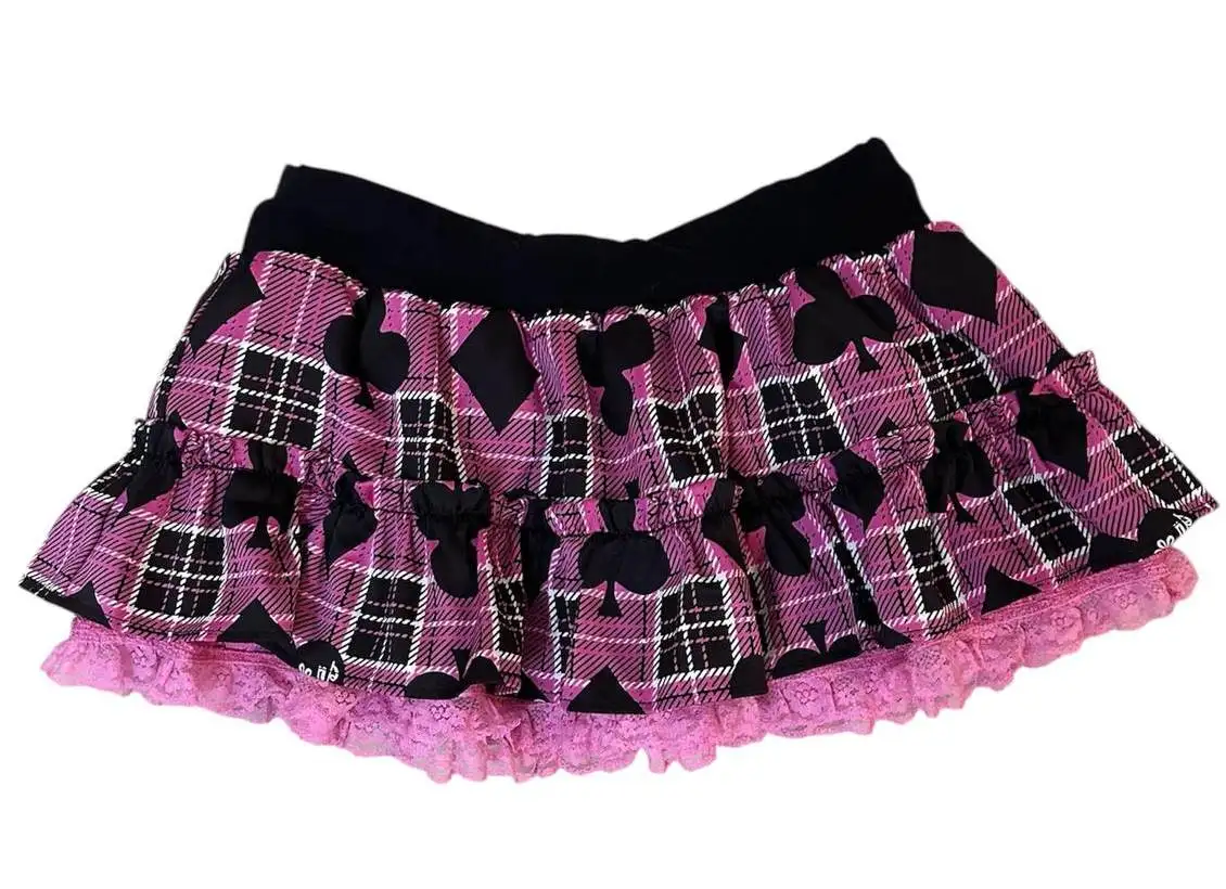 Japanese Mars Style Summer Skirt 2026 New Lolita Gal Slim Fit Cute Girl Mini Skirt Pink Black Checkered Print Women's Skirts
