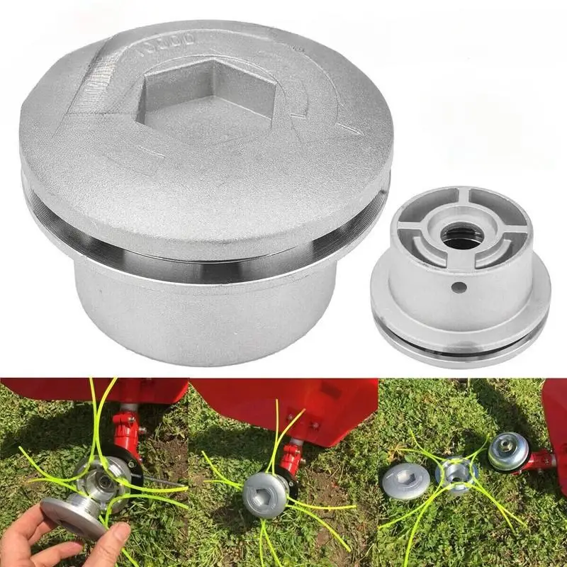 Universal Aluminum Grass Trimmer Head With 4 Lines Brush Cutter Head Thread Nylon Grass Cutting Line Head For Lawn Mower Silver