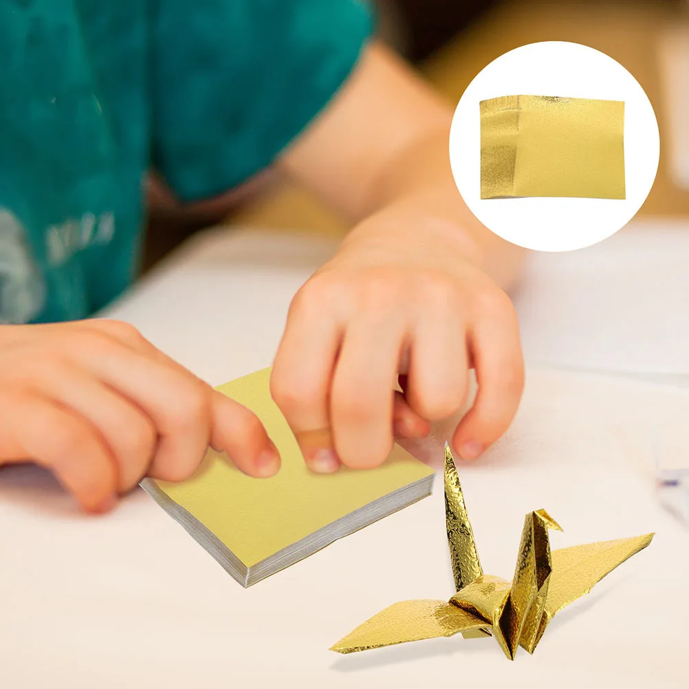 100 ورقة من ورق اوريغامي ذهبي اللون اللامع من جانب واحد لسكرابوكينغ والطي المطلي المربع DIY ورق مصنوع يدويًا #5