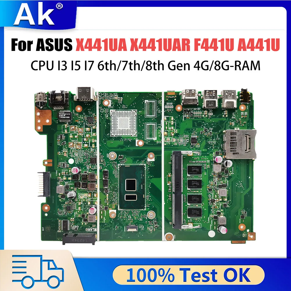 

X441UN Mainboard X411UV X411UQ S4000V S4200V A411U K411U F411U Laptop Motherboard CPU I3 I5 I7 7th-8th Gen 4G-8G-RAM