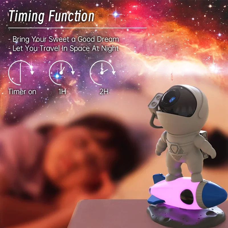 LED Night Light Rocket Astronaut Galaxy Projector and 13 Slice Sky Projector 360° Rotating Planetarium for Kids Bedroom Birthday