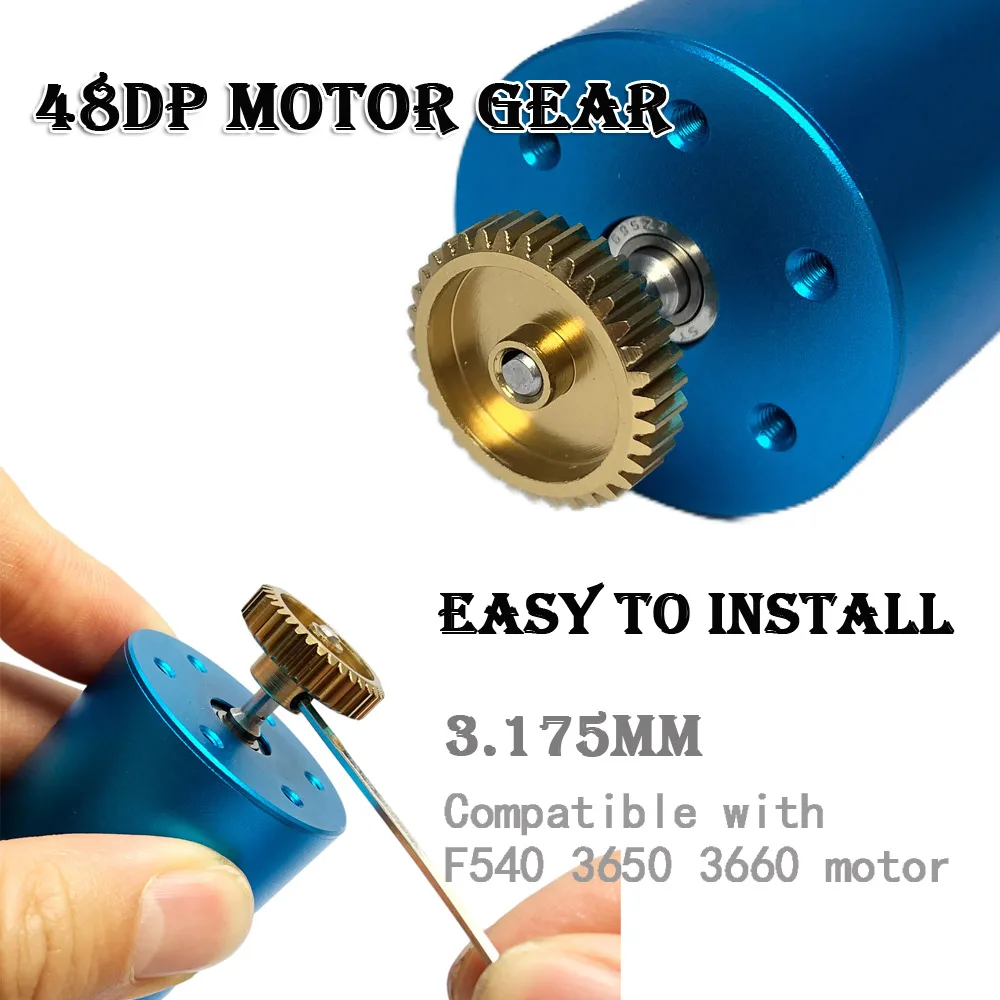 YSIDO 48DP 48P 3.175mm 16T 17T 18T 19t 20T 22T 24T 28T 30T Aluminum Metal Pinion Motor Gear for 1/10 Rc Model Car Motor