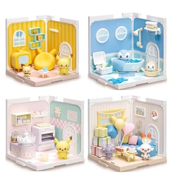 Anime kawaii cartoon Pokemon Pikachu Piplup Elf House assembled model boys and girls toys ornaments model gift peripherals