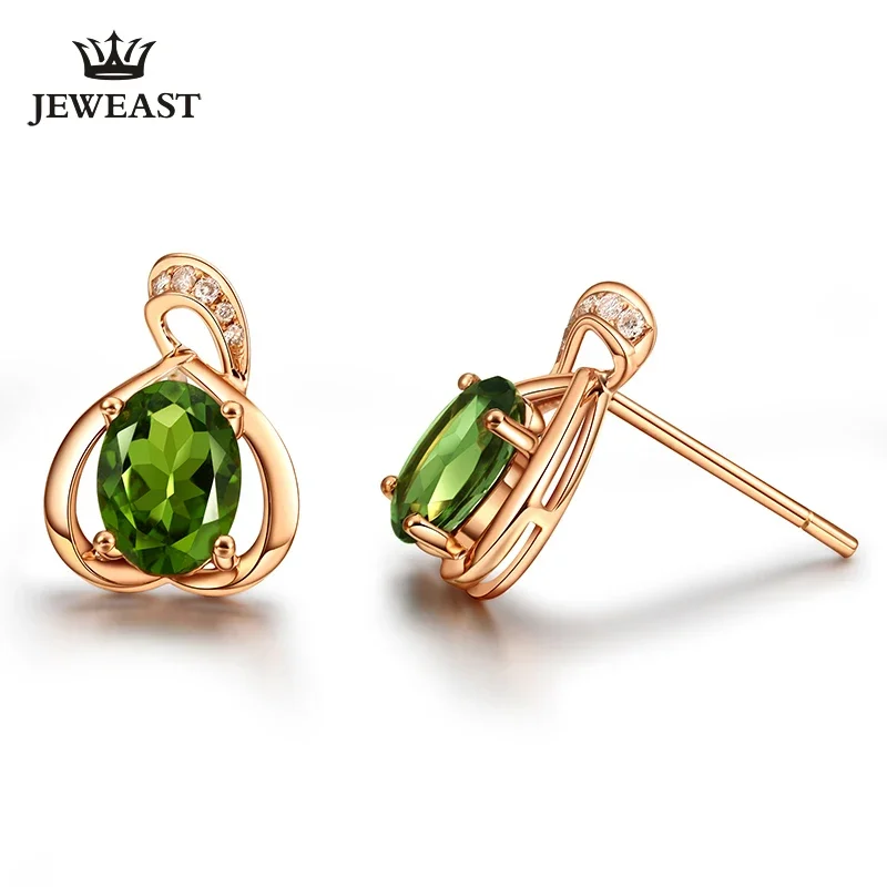 

Natural green tourmaline 18K Pure Gold Earring Real AU 750 Solid Gold Earrings Diamond Fine Jewelry Hot Sell New 2025