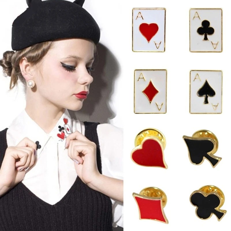 8 Pcs/set Cartoon Brooches Poker Brooch Badges Metal Pin for Clothes Jeans Backpack Hat Harajuku Poker Enamel Pins