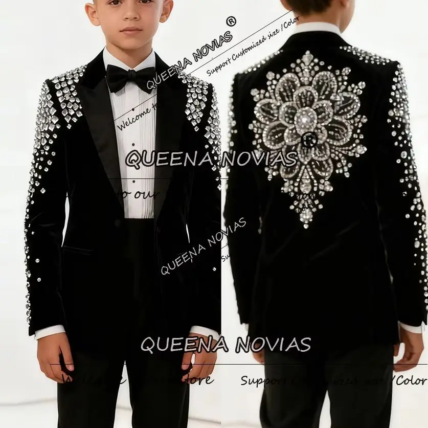 

Sparkling Diamond Beaded Boys Suit Attire Single Breasted Child Party Prom Blazers Customized Kids Wedding Tuxedso Outfits 2026