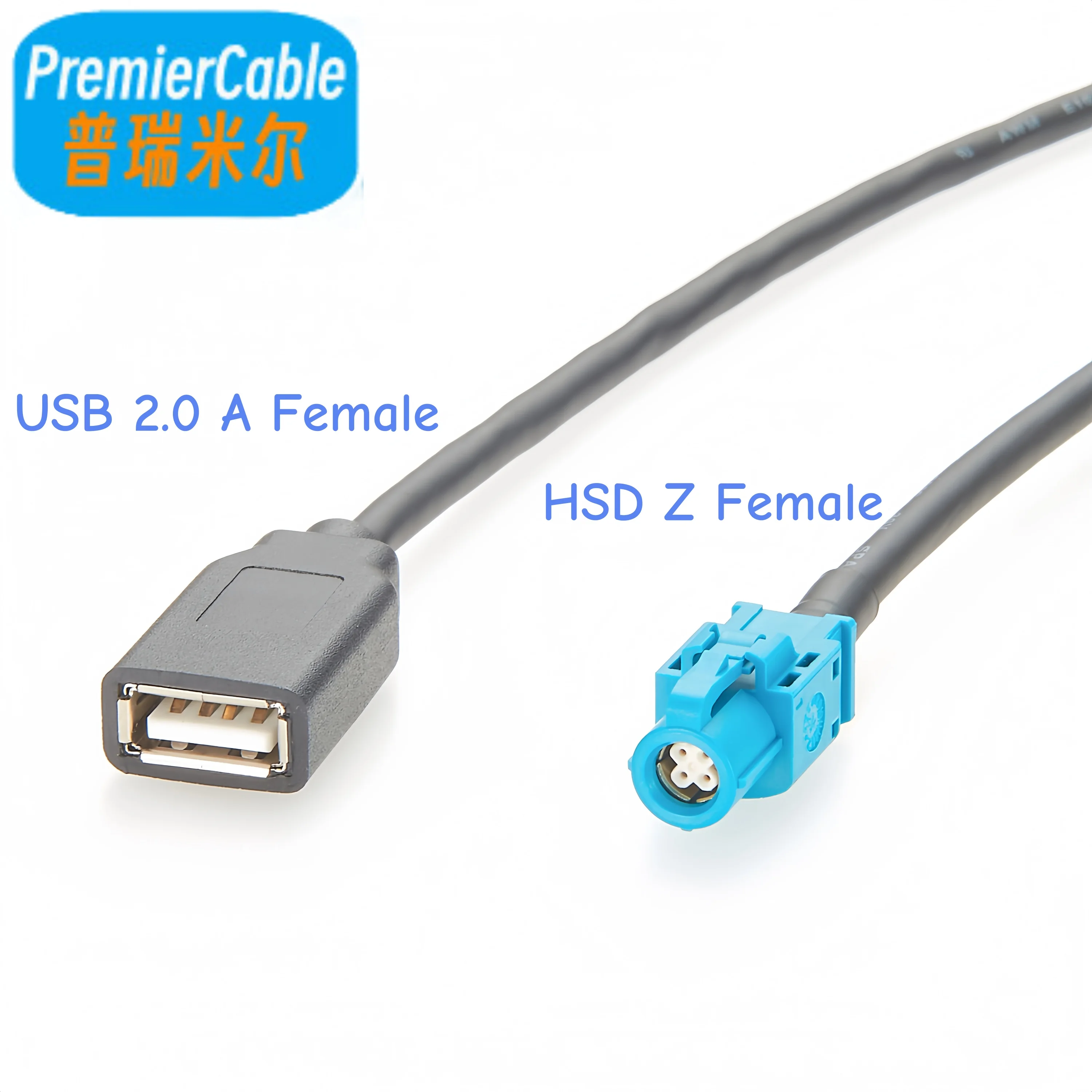 USB2.0 A Female to HSD 4P Code Z Female LVDS Cable Car Head Unit Control Screen RCC NAC Cable USB to HSD Automotive Signal Cable