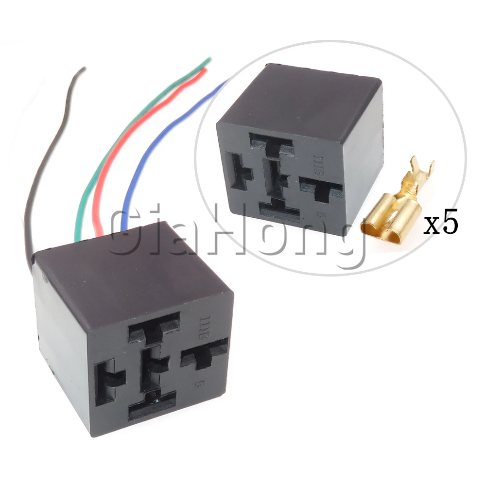 1 Set 5 Ways AC Assembly Auto Accessories Car Large Current Cable Harness Relay Connector Automobile Non-sealed Socket