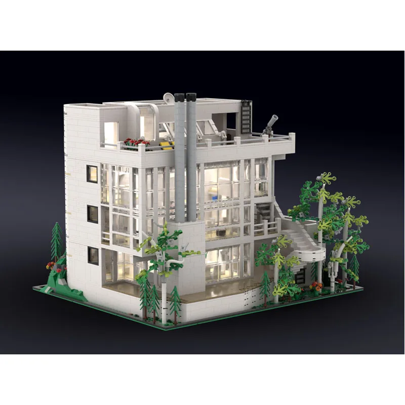 MOC-94307 Douglas House of Richard Meier ulica miasta widok cegły montażowej Model 5283 części personalizowany prezent zabawka urodzinowa dla dzieci