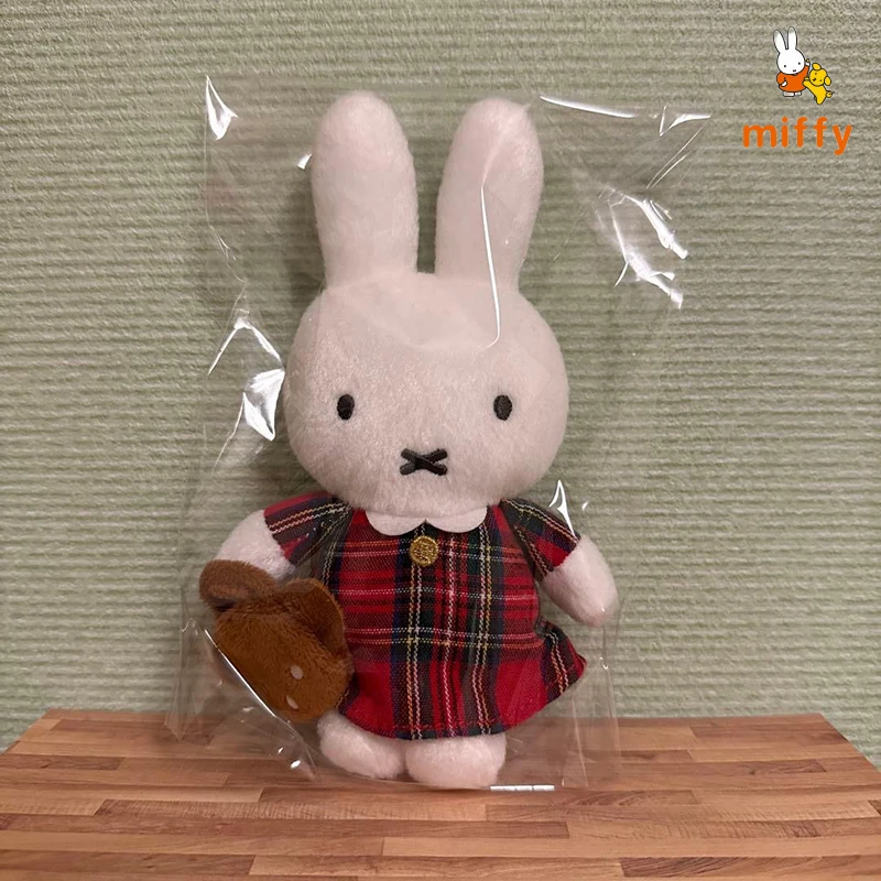 

Kawaii Miffy Plush Doll Creative Red Checkered Skirt Fluffy Cartoon Stuffed Toy Backpack Dopamine Anime Accessories Perfect Gift