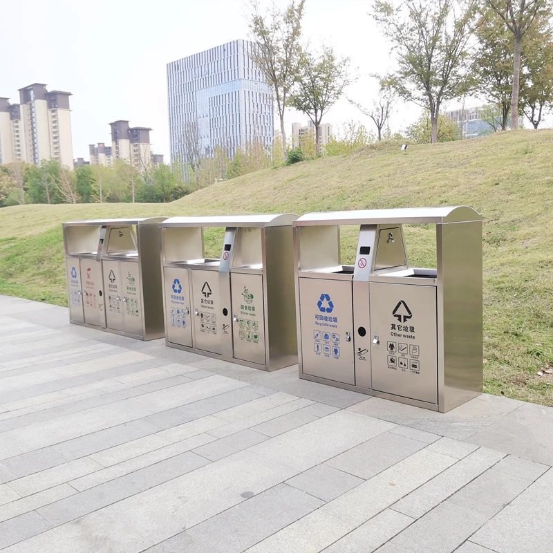 Stainless steel outdoor garbage bin, commercial park, scenic area, street, outdoor large environmental sanitation, four classifi