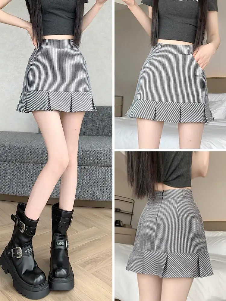 

Юбка А-силуэта с высокой талией, женская, весна-лето 2026, новая модель, приталенная, плиссированная, короткая, в корейском стиле, для повседневной носки