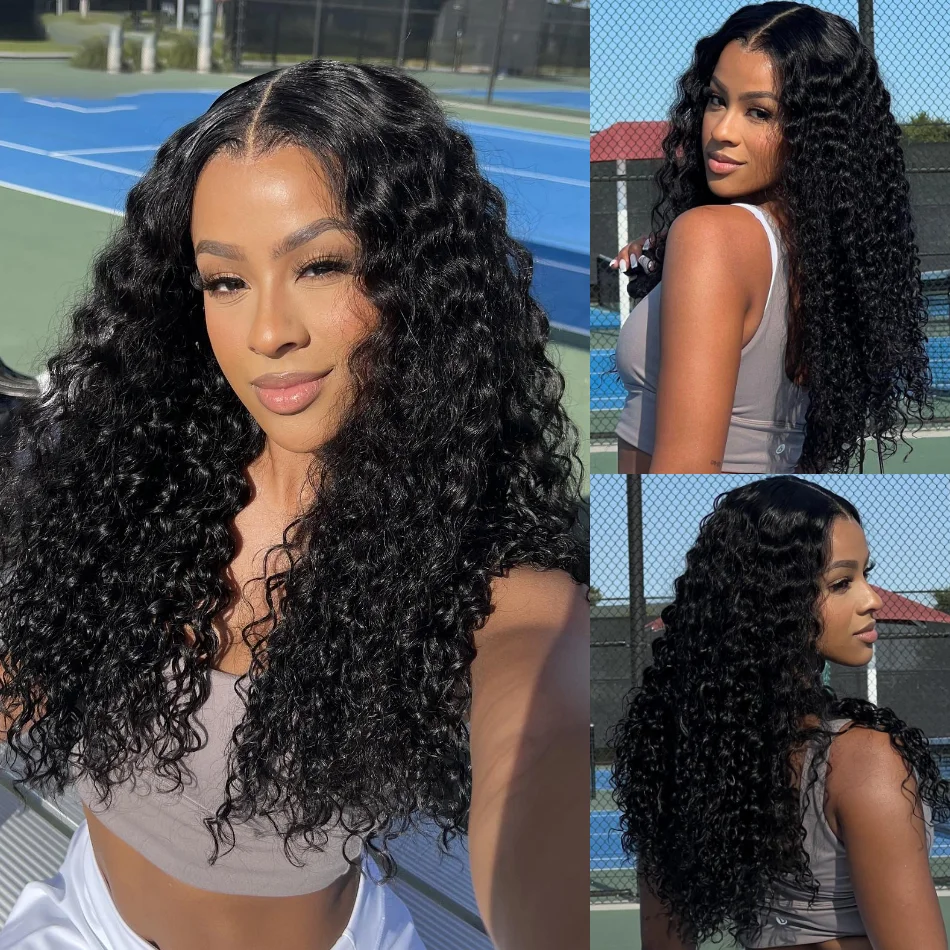 Natural Deep Wave 13x4 13x6 Hd Transparent Lace Frontal Wigs Human Hair Water Wave Curly 360 Lace Front Human Hair Pre Plucked