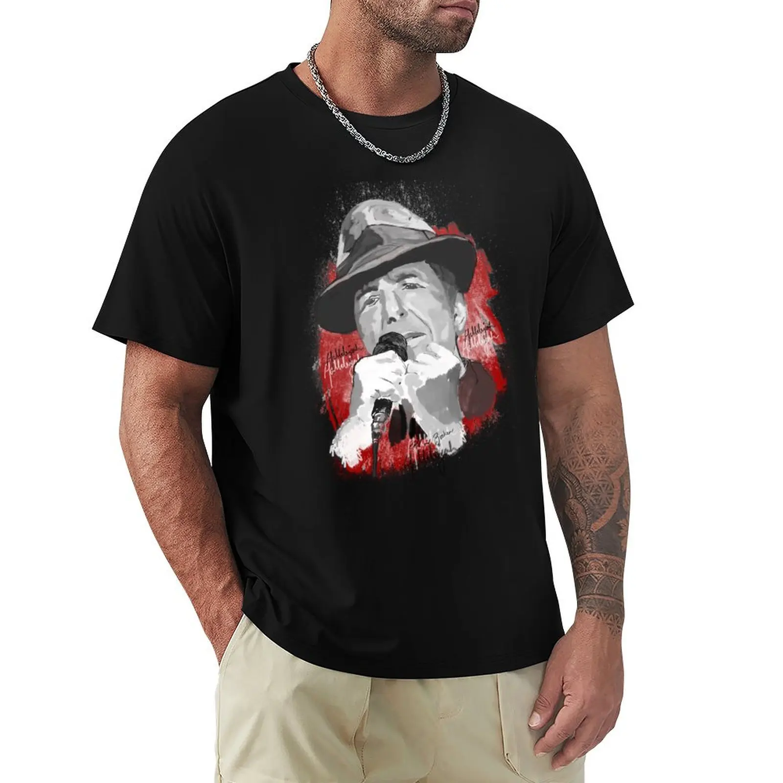 Hallelujah - Leonard Cohen T-Shirt Basic Casual Short Sleeve Cotton Shirt