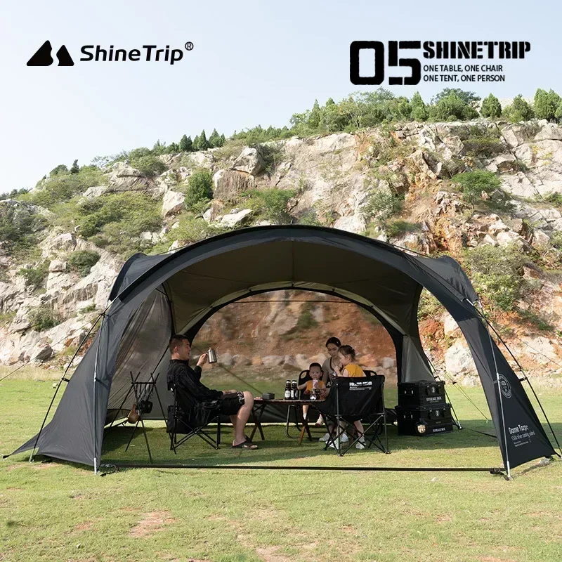 ShineTrip New Outdoor Round Dome Canopy Tent Multiplayer Waterproof Sunproof Camping Oversized Enclosure Fabric Mesh Dome Set