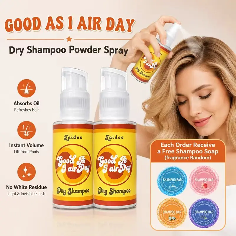 Zaidoc 2Pcs No-wash Fluffy Spray Powder Oil Control Oil Absorbing No Wash Refreshing Vegan Plant Based 30g Each