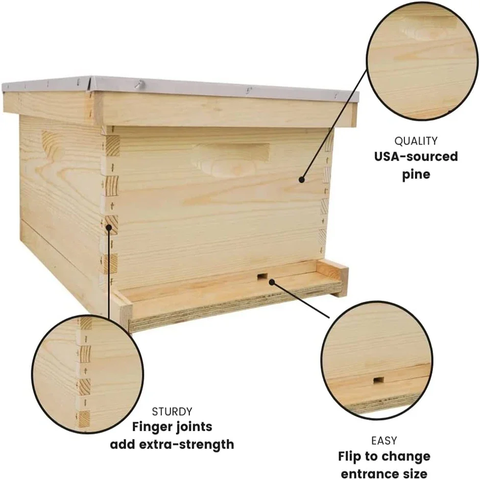 Beekeeping Equipment Pine Fir Wood Bee Hives 10 Frames National Beehive Wooden Dadant Beehive