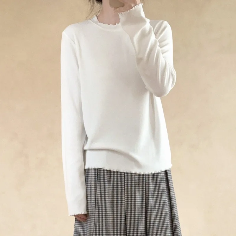 

Белые топы, футболка, женская осень-зима 2025, мягкие свободные футболки с длинными рукавами, милые футболки