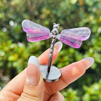 1PC Natural Crystal Fluorite Butterfly Dragonfly Mini Stand Casual Animal Style Decor Accessories Gift Christmas Valentine Day