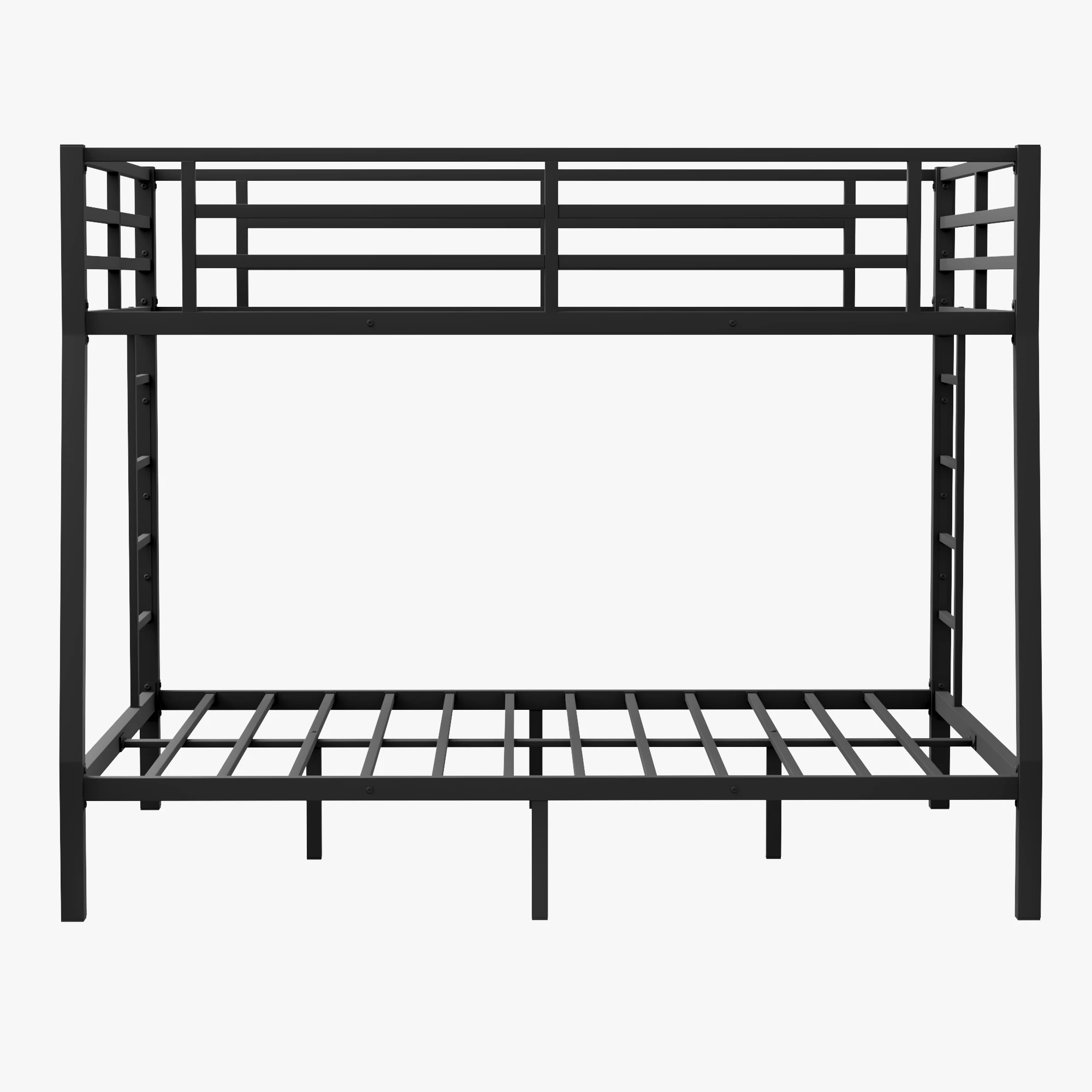 Metal Full XL over Queen Bunk Bed, Space-Saving Design, Noise Reduction, No Box Spring Needed, Black  82.7x56.7x65 in.