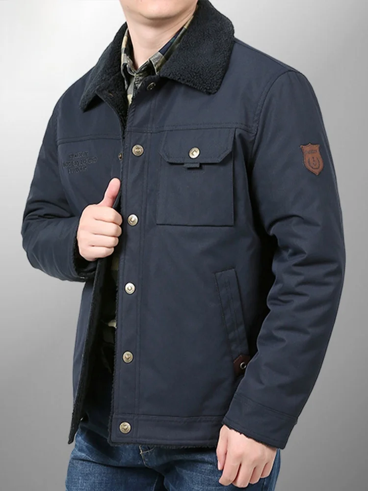 

Rn Мужское свободное зимнее пальто с воротником-майтом Thiened Fce на подкладке, теплое дышащее повседневное длинное пальто из полиэфирного волокна