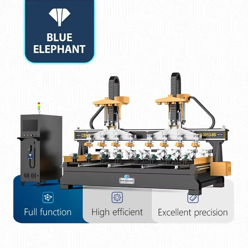 High-efficiency Blue Elephant CNC 3013 Multi-head 3D Engraving Machine for