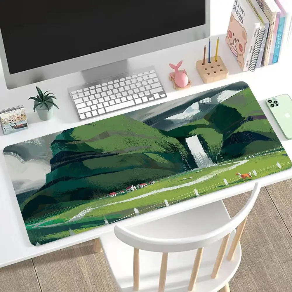 

Nordic Flat Landscape Paintings Mouse Pad Nature HD Pad Extended Gaming Keyboard LargeMousepad 90x40cm XXL Gamer Mousepad