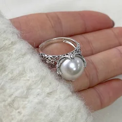 Fashion Vintage Geometic Big Pearl Ring For Women Girls Engagement Wedding Party Jewelry Gift jz874