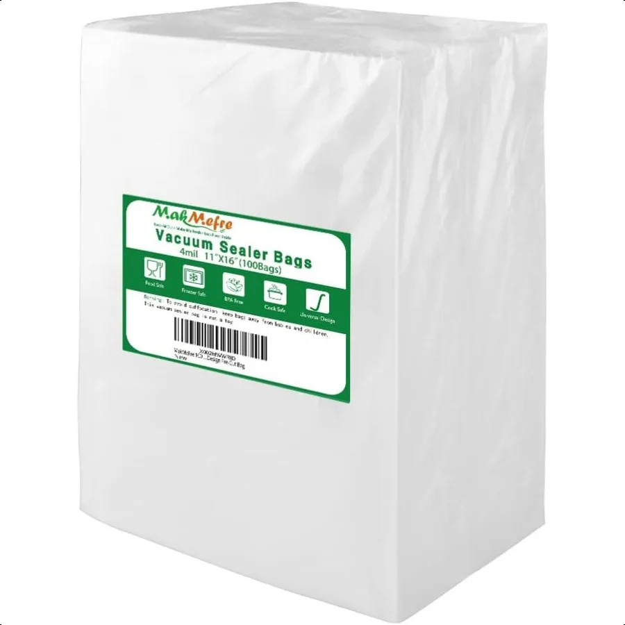 

100 Gallon Size 4mil 11x16Inch Vacuum Sealer Bags for FoodBPA Free Heavy Duty Sous Vide Vaccume Safe Universal Design PreCut Va