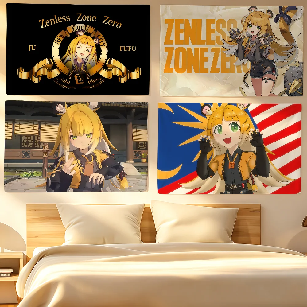 Zenless Zone Zero Ju Fufu Flag Tapestries For Classroom Dormitory Camping Picnic Party Cheering Home Indoor Outdoor Decor