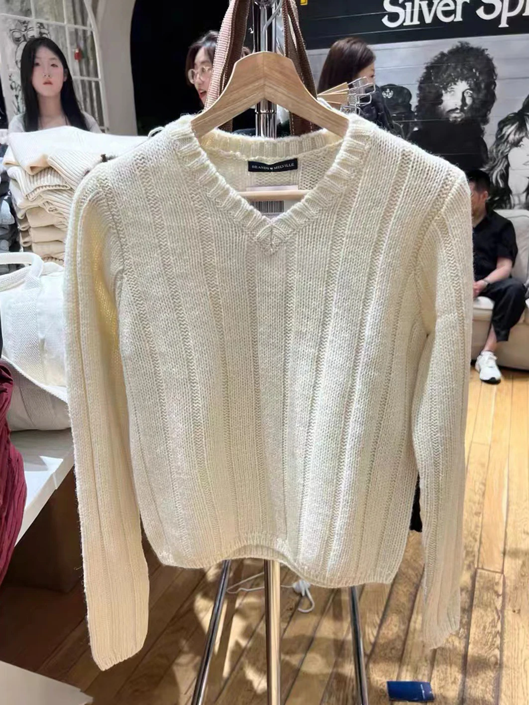 Beige Knitted Thick Warm Sweaters Women Autumn Sweet V Neck Long Sleeve Pullover Y2k Tops Harajuku Cute Cotton Pull Sweater 2023