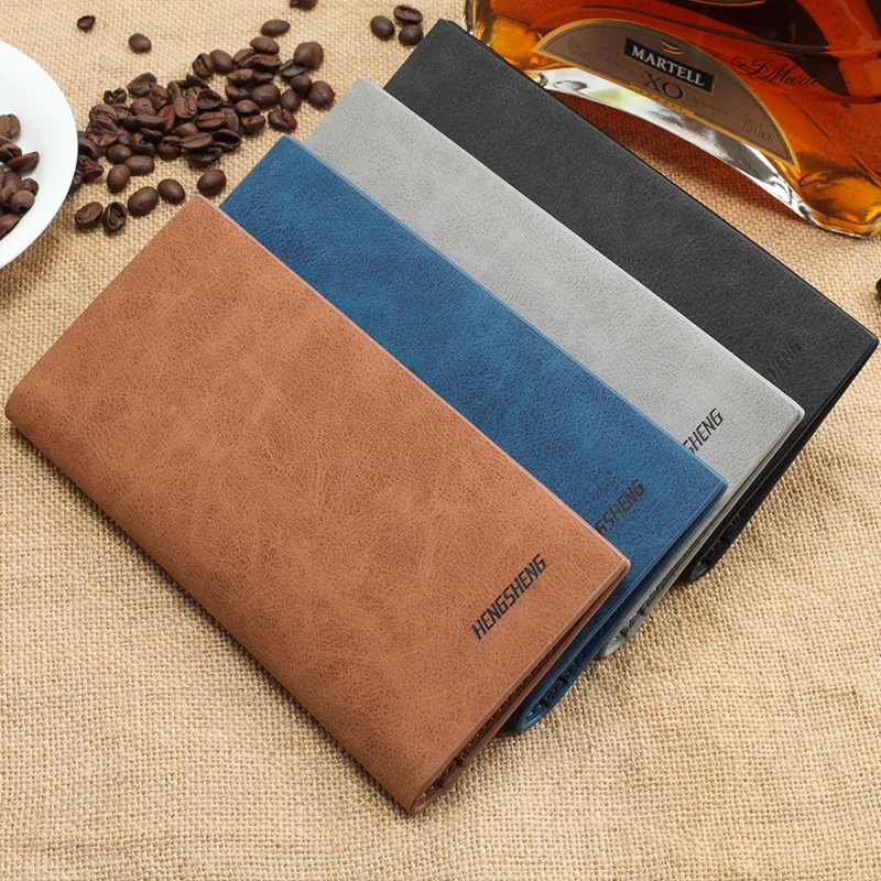 Cartera Delgada de Cuero para Hombre, Cartera Larga Masculina, Monedero de Mano, Bolsillo para Monedas, Cartera Hombre, Billetera Hombre
