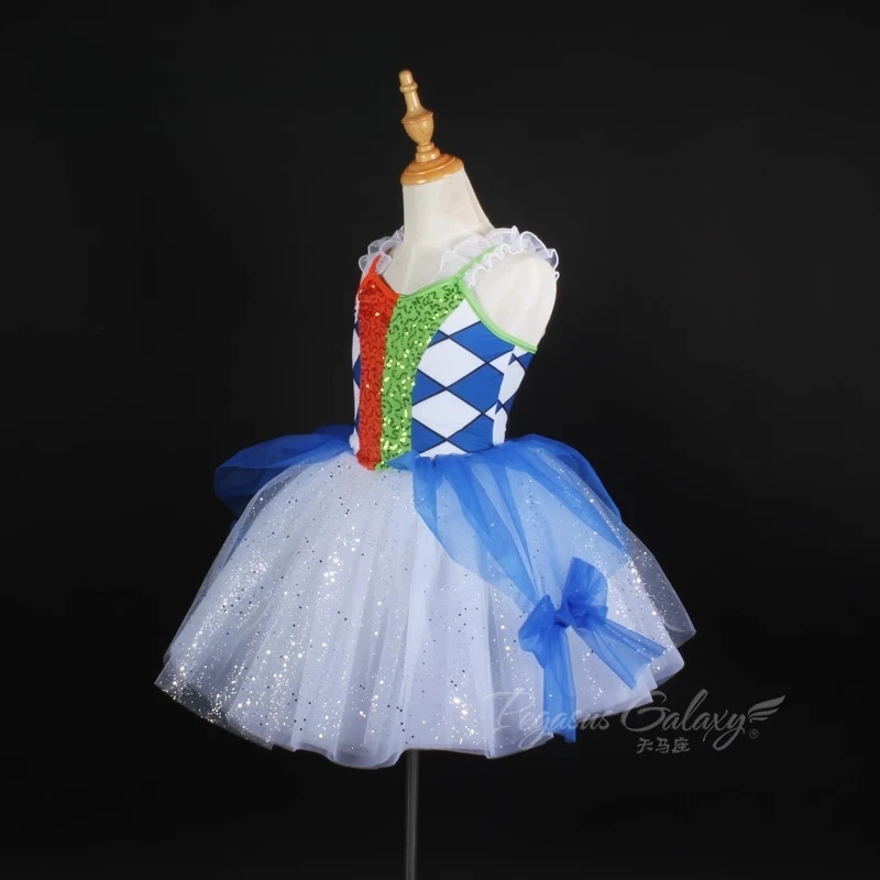 Robe Tutu de Ballet pour filles, vêtements de danse à paillettes pour spectacle sur scène, robes contrastées pour adultes, vêtements de danse de Ballet à carreaux pour enfants