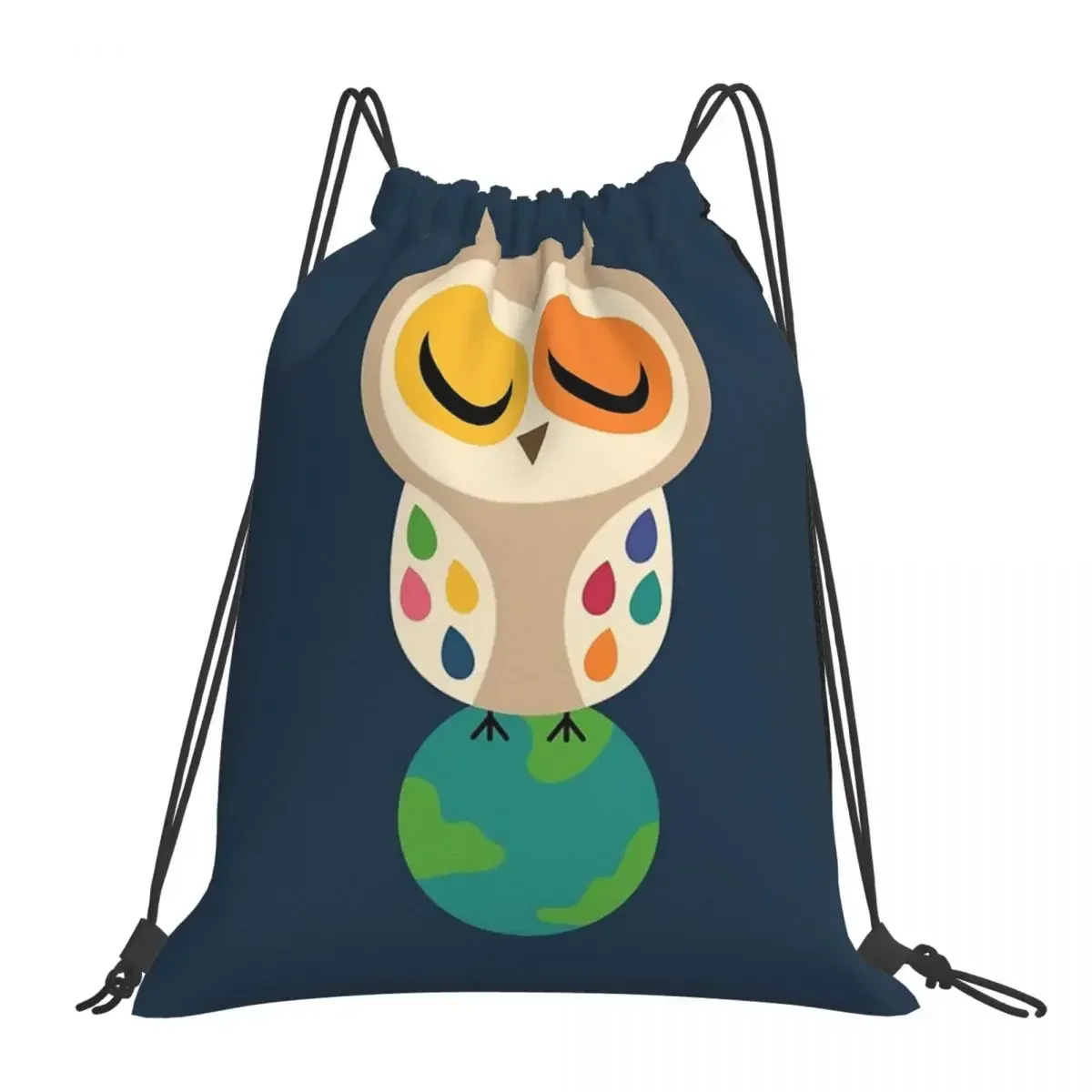 

Owl Spirit Backpacks Fashion Portable Drawstring Bags Drawstring Bundle Pocket Shoes Bag BookBag For Man Woman School