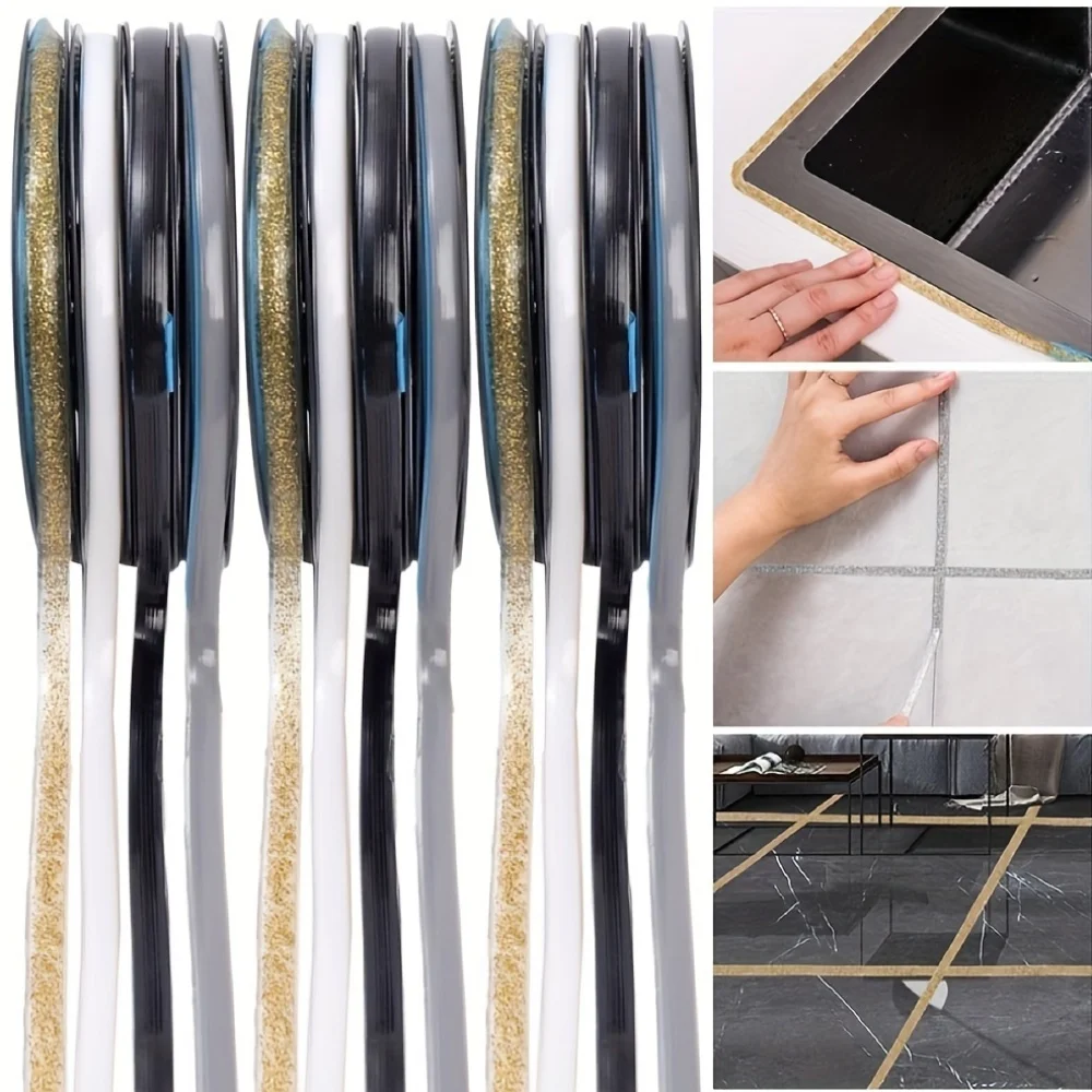 1 Roll 6M Self-Adhesive Caulk Strip, Waterproof Tile Gap Tape, 3D Wall Ceiling Sealing Trim for Kitchen Sink Bathroom Balcony