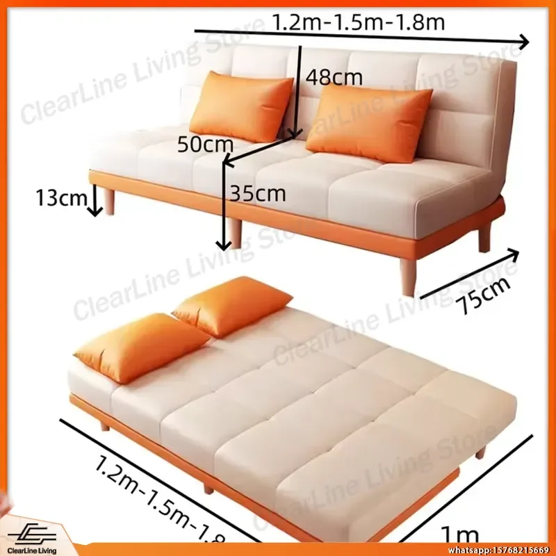 

Small Apartment Sofa Living Room Foldable Sofa Bed for New Rental Apartment Dual Purpose 1.5 Seater Triple Double Sofa Modern
