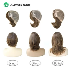 Alwayshair 100% 유럽 버진 헤어 가발, 주입 레이스 레이디 가발, 실키 스트레이트 짧은 인모, 프렌치 레이스 프론트 가발, 6