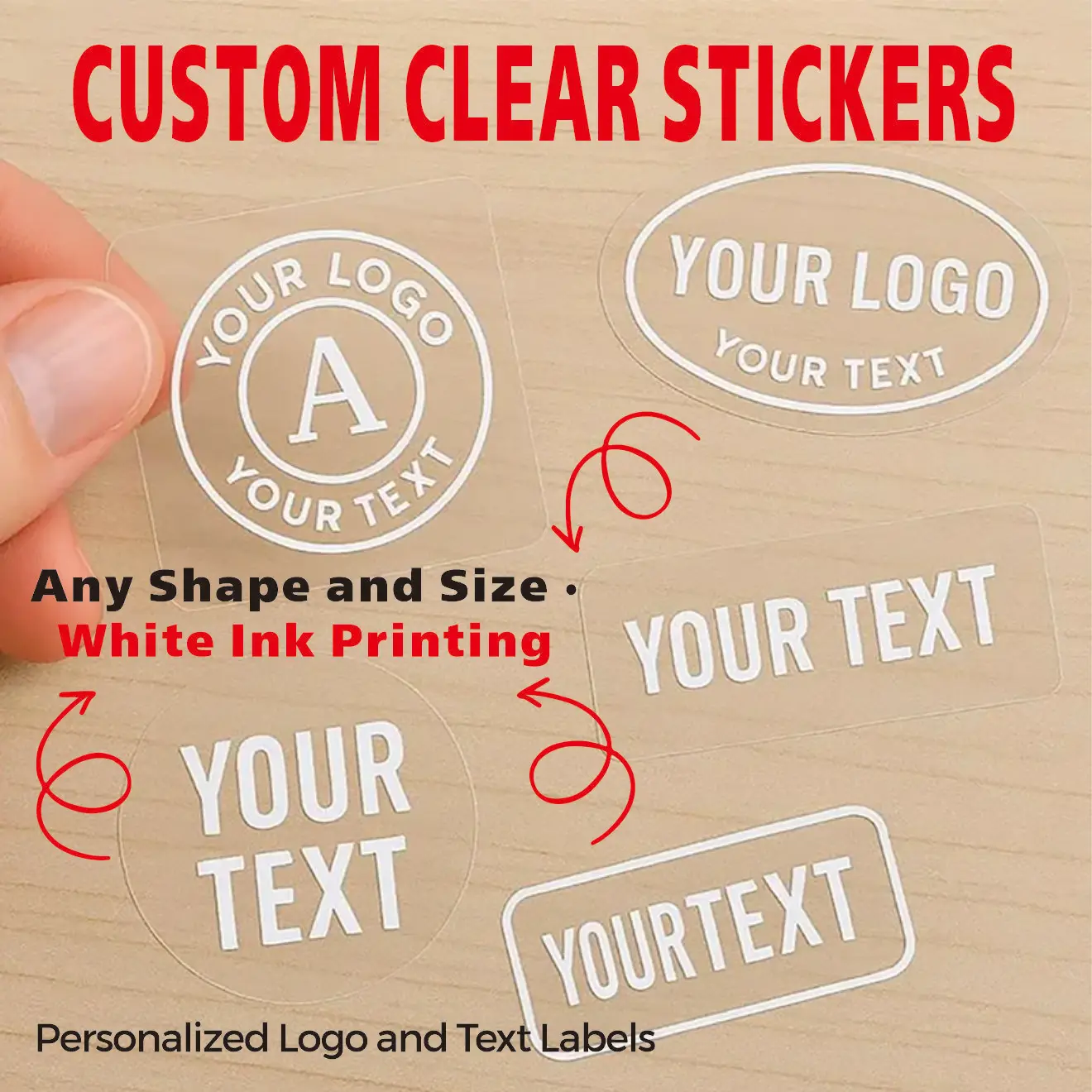 

Customized transparent printed white personalized stickers, PVC stickers waterproof, party, wedding, label, packaging