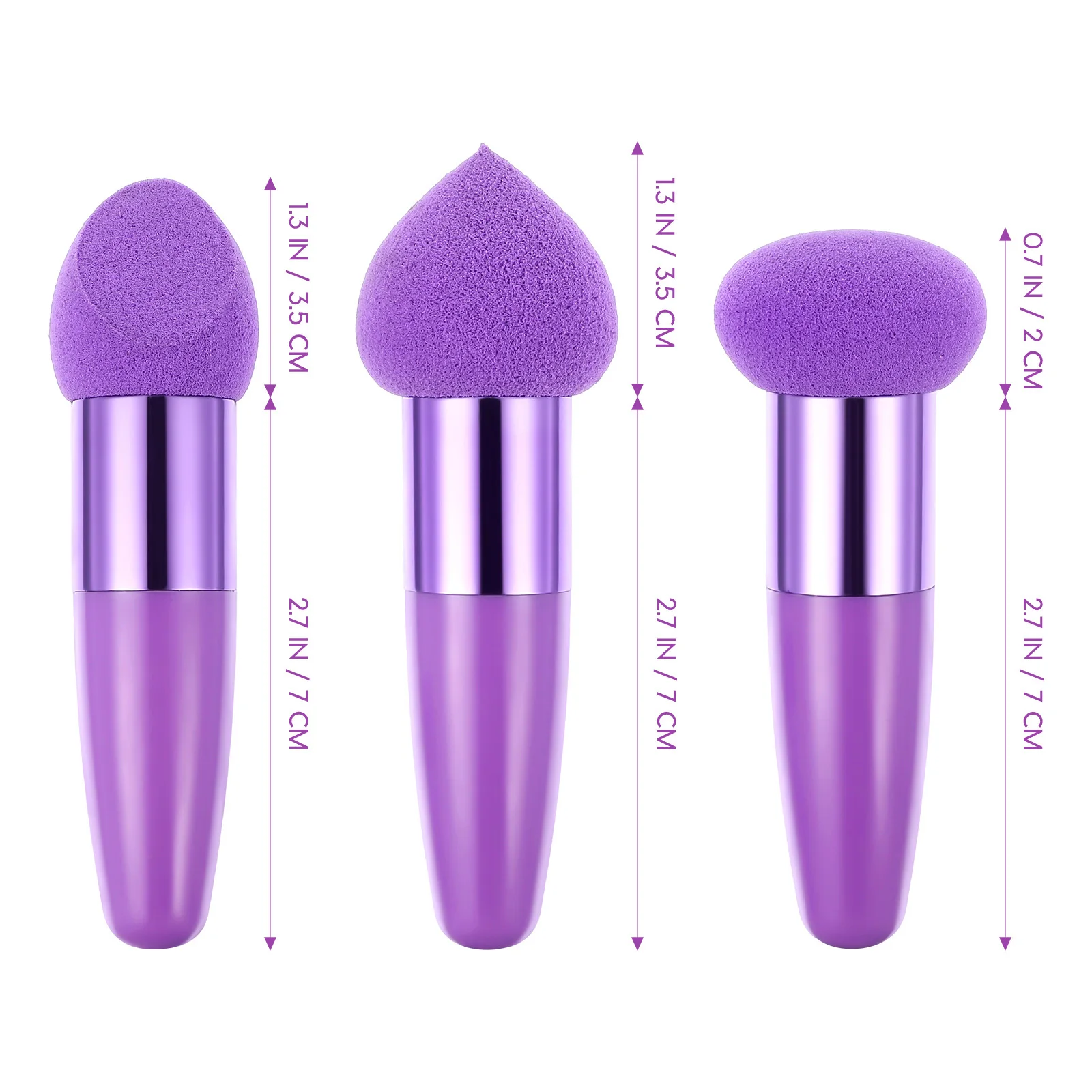 مجموعة إسفنجة مكياج مكونة من 3 قطع، مقابض كريم الأساس، أشكال متنوعة، مثالية لمكياج الوجه، مزج إسفنجات ذات تأثير مثالي #3