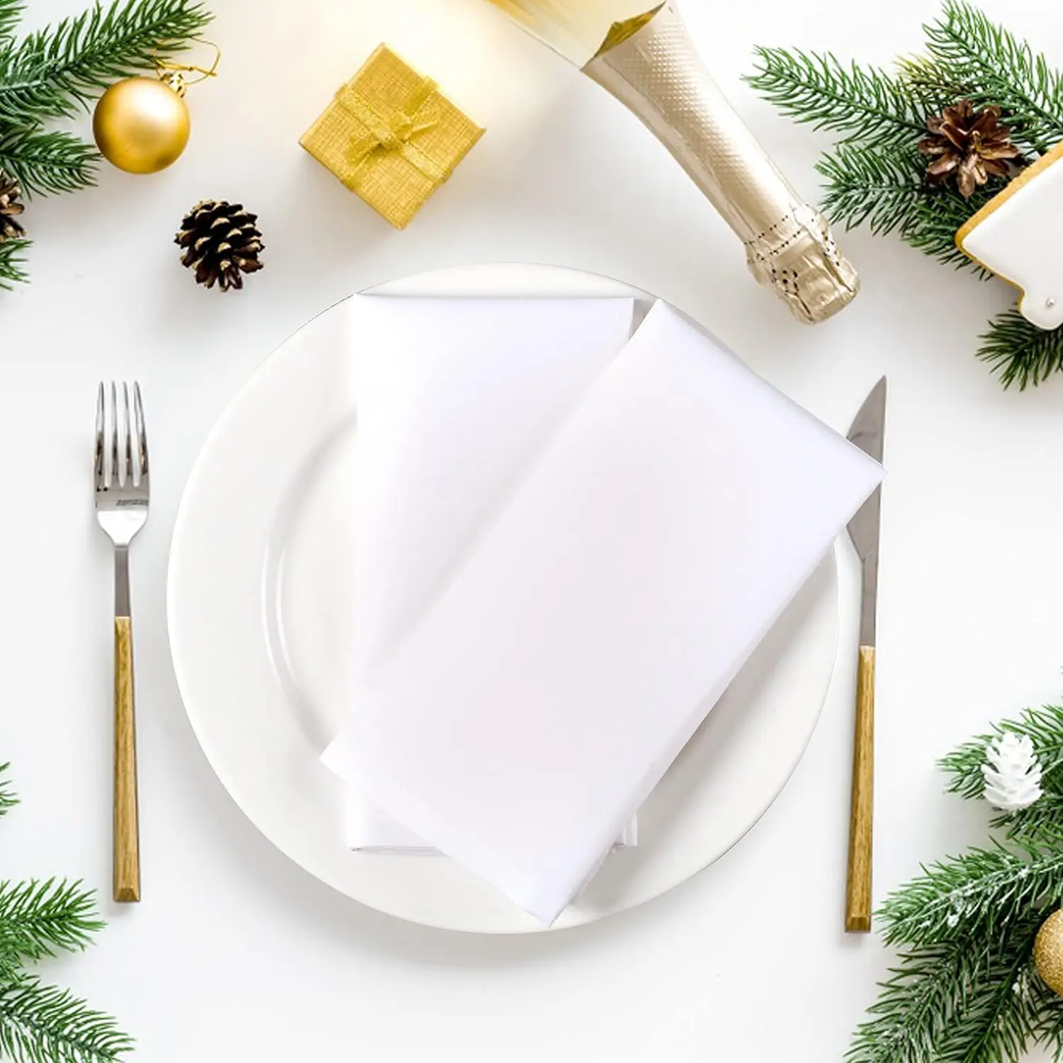 

12 Pieces 100% Cotton Dinner Napkin White Napkin Soft Absorbent Comfortable - Ideal for Events and Regular Use