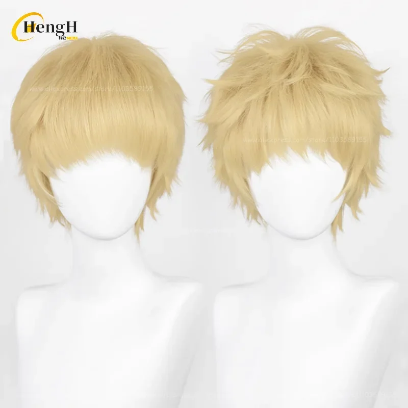 Anime Kei Tsukishima Synthetic Wig Short 30cm Light Gold Cosplay Anime Wig Glasses Kneepads Heat Resistant Hair Wigs + A Wig Cap