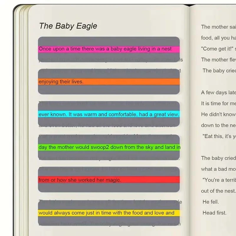 1-8Pcs Guided Reading Strips Highlight Strips Colored Overlay Highlight Bookmarks for Childre Assistant Study Accessoires Guide image 3