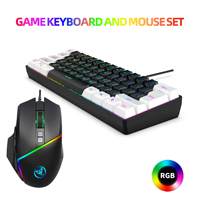 61keys Wired Keyboard RGB Gaming Mouse Office Kit Backlight Keyboard and 12800dpi Programmable Mouse Combos for PUBG Gamer