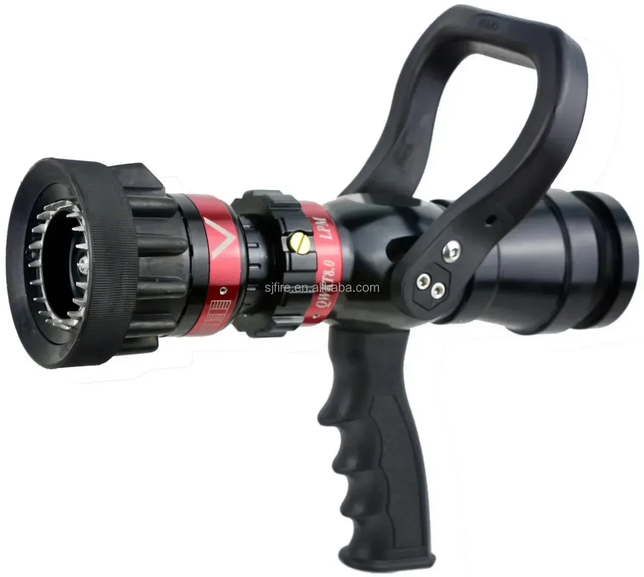 for fire hose nozz， Red black Colour Selectable Flow Pistol Grip Jet Spray fog nozzle 3-position