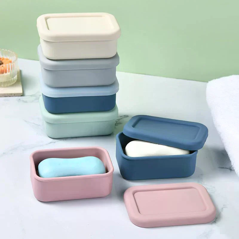 Soporte sólido para barra de champú, estuche grande para jabón de viaje a prueba de fugas, caja de jabón de silicona con capa de drenaje, contenedor de jabón mejorado