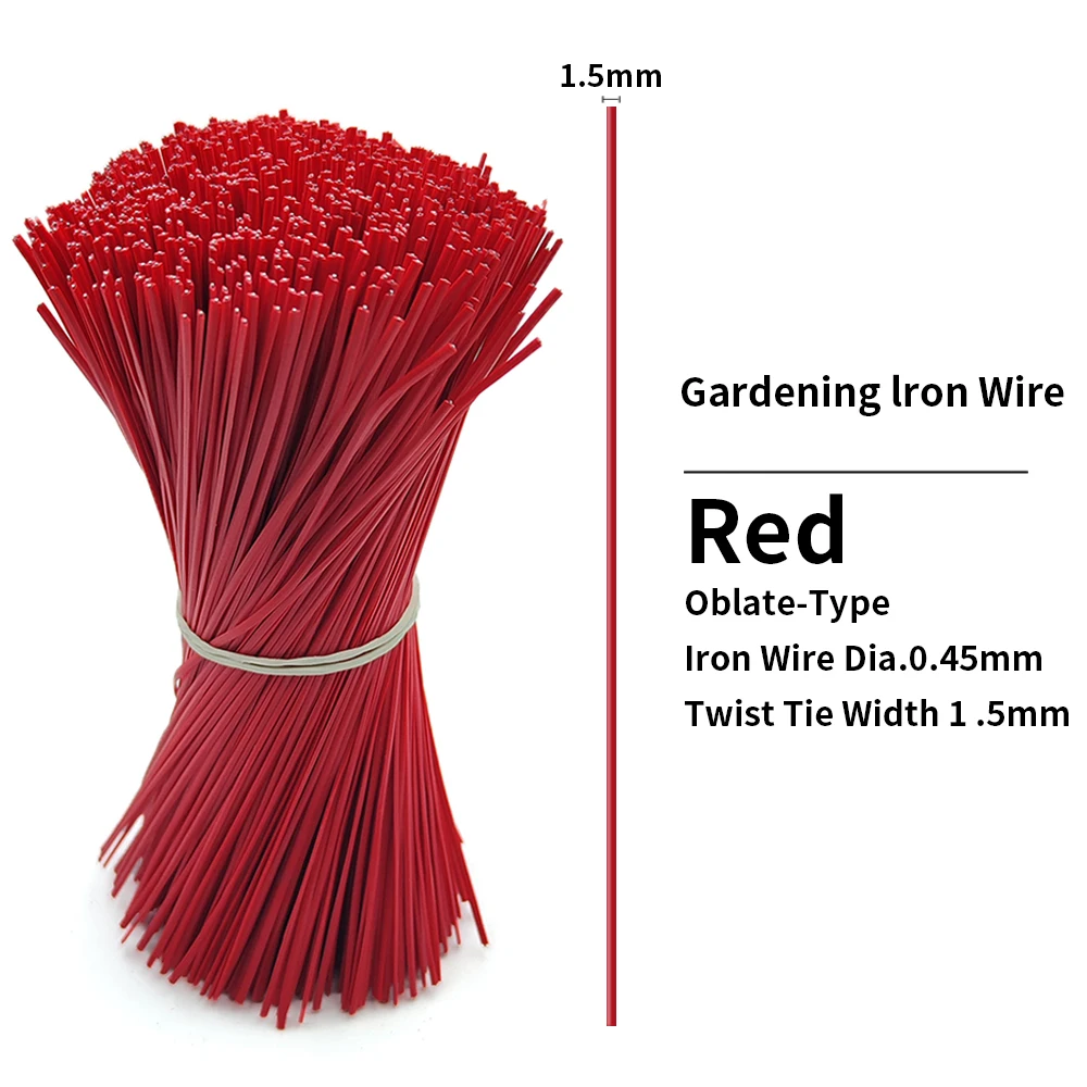 100PCS Gardening Cable Ties Reusable Oblate Iron Wire Twist Tie for Flower Plant Climbing Vines Multifunction Coated Fix Strings