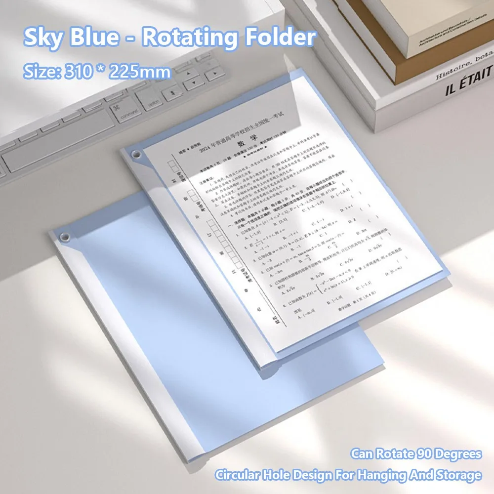 

High Quality A4 File Folder Rotating Rod Morandi Color Rotating Rod Folder Side Opening Test Paper Clip Students