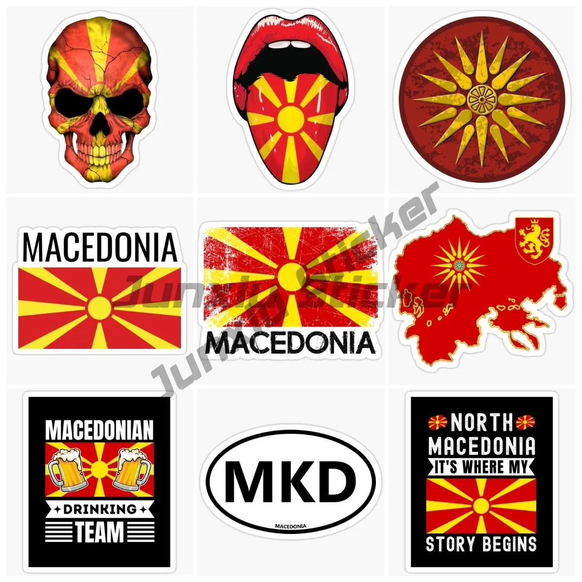 Creative Macedonian Flag Map Skull Decal Vinyl Waterproof Sunscreen Suitable Motorcycle Off road Laptop BarCar Accessories Decal