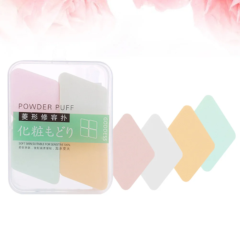 

1Set Makeup Powder Puff Diamond Shape Premium Material Wet Dry Use Facial Makeup Sponge Comfortable Elastic Foundation Puff