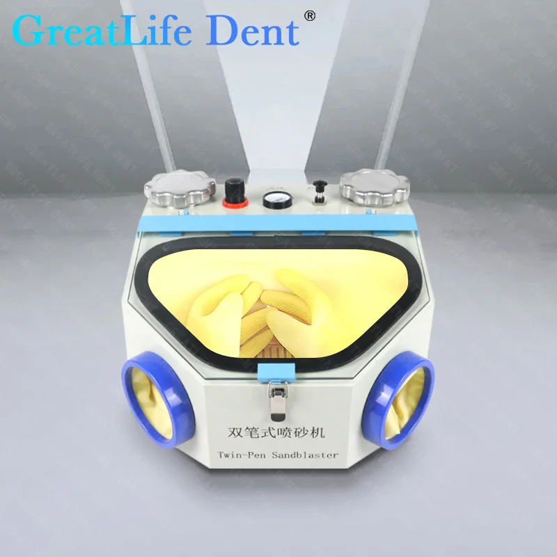 GreatLife-máquina de chorro de arena para odontología, equipo de laboratorio Dental con doble pluma de abolladura, pulidora de Prophy de aire